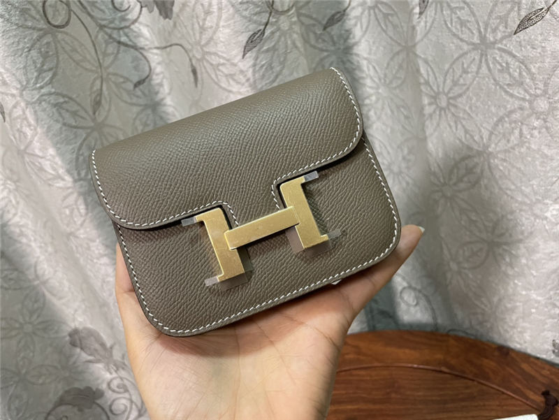 Hermes Constance Slim Wallet Leather Gold Metal WAX High