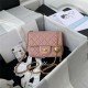 Supermini FLAP BAG Lambskin Gold-Metal AS1786 Dusty Pink A