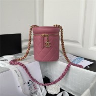 Chanel SMALL VANITY CASE Lambskin, Gold-Tone & Lacquered Metal AS3210 Pink A