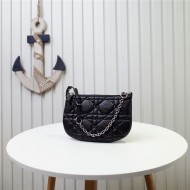 MINI Dior CARO TULIP BAG Quilted Macrocannage Calfskin Black High