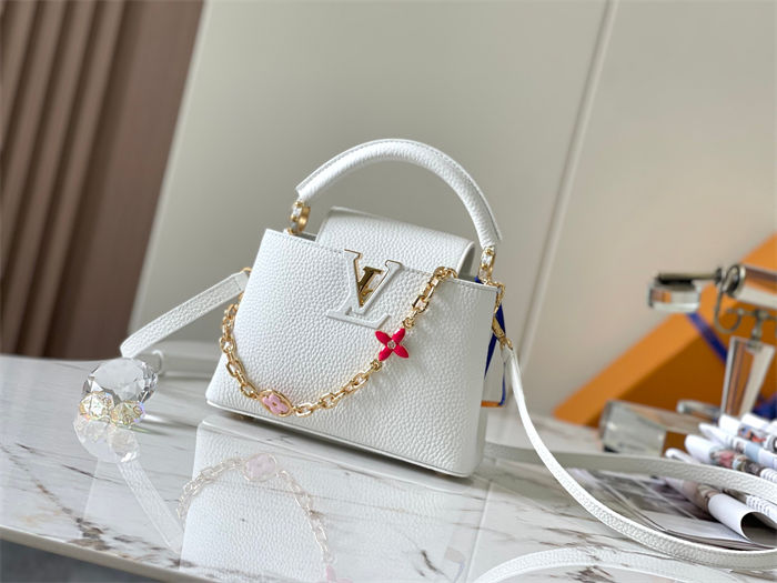 Louis Vuitton Capucines Mini Bag Taurillon Leather M20845 White High