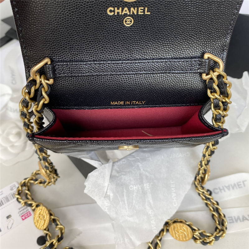 Chanel CLUTCH WITH CHAIN AP2857 Grained Shiny Calfskin & Gold-Tone Metal Black A