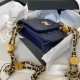 Chanel CLUTCH WITH CHAIN AP2857 Grained Shiny Calfskin & Gold-Tone Metal Navy A