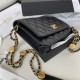 WALLET ON CHAIN Grained Shiny Calfskin & Gold-Tone Metal AP2840 Black A