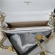 WALLET ON CHAIN Grained Shiny Calfskin & Gold-Tone Metal AP2840 White A