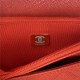 WALLET ON CHAIN Grained Shiny Calfskin & Gold-Tone Metal AP2840 Orange A