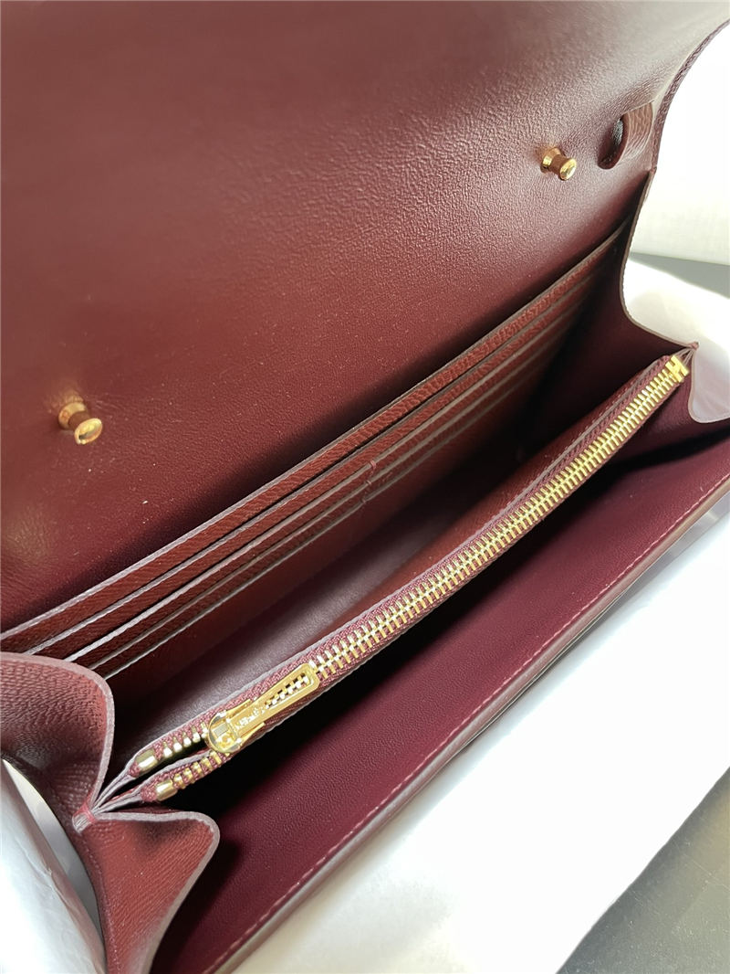 Hermes Constance To Go Long Wallet Epsom Leather Burgundy Gold-Metal WAX High