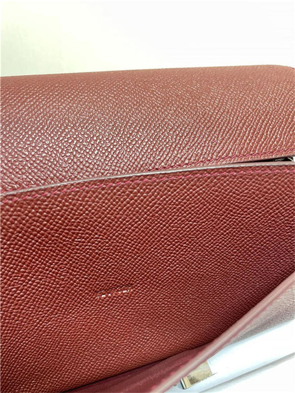 Hermes Constance To Go Long Wallet Epsom Leather Burgundy Silver-Metal WAX High