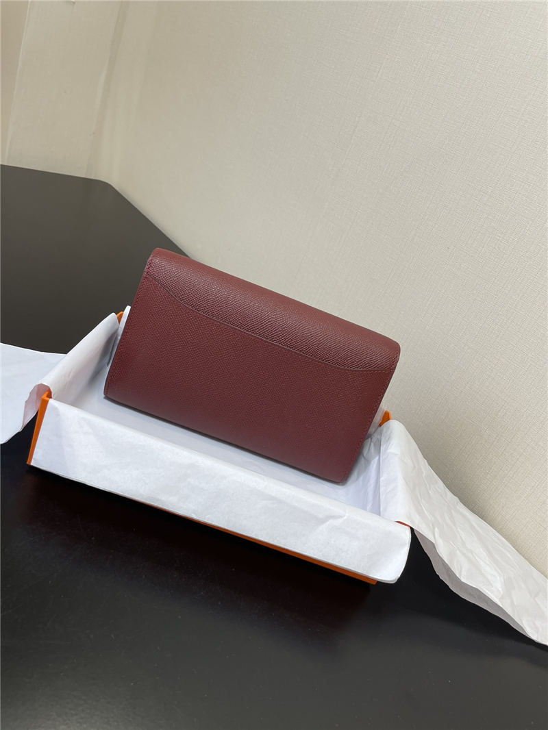 Hermes Constance To Go Long Wallet Epsom Leather Burgundy Silver-Metal WAX High