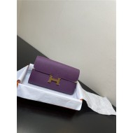 Hermes Constance To Go Long Wallet Epsom Leather Purple Gold-Metal WAX High