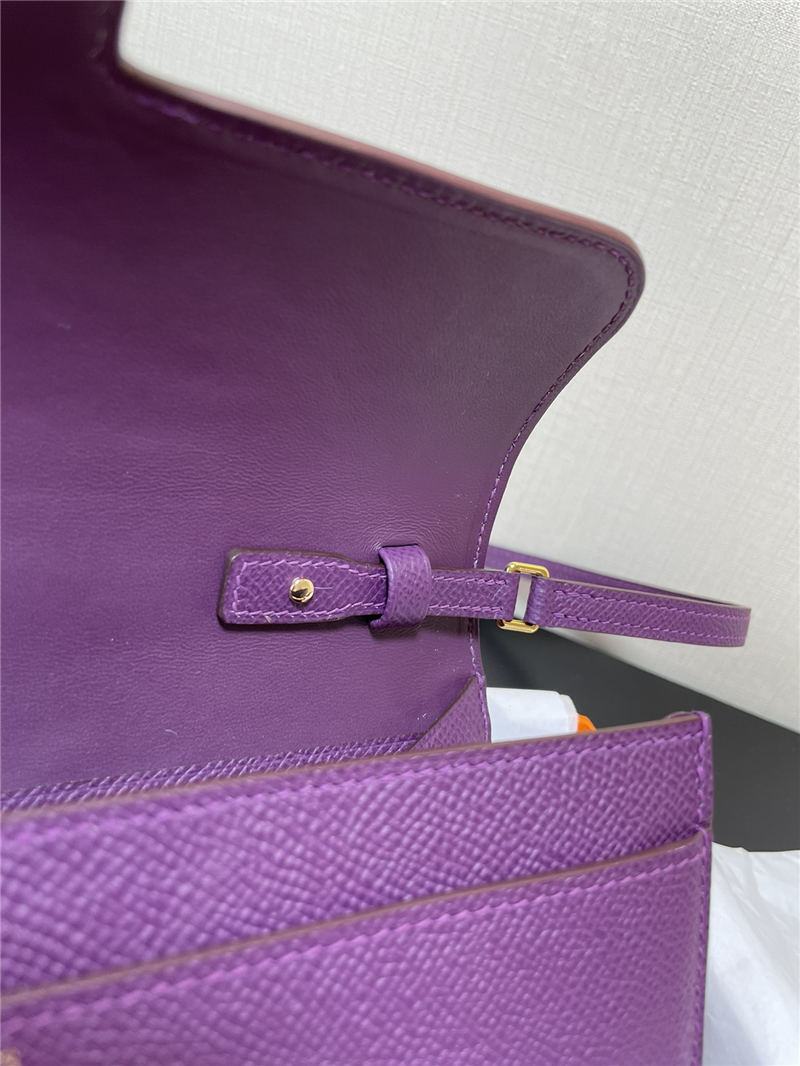 Hermes Constance To Go Long Wallet Epsom Leather Purple Gold-Metal WAX High