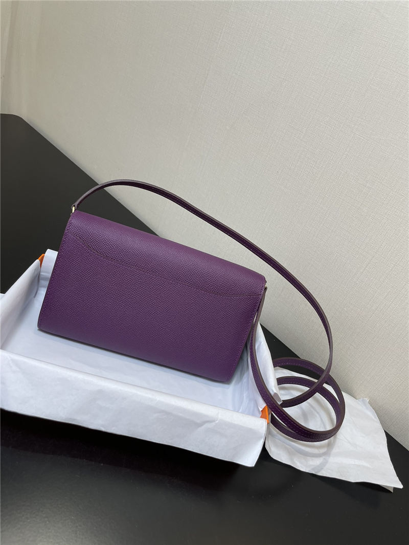 Hermes Constance To Go Long Wallet Epsom Leather Purple Gold-Metal WAX High