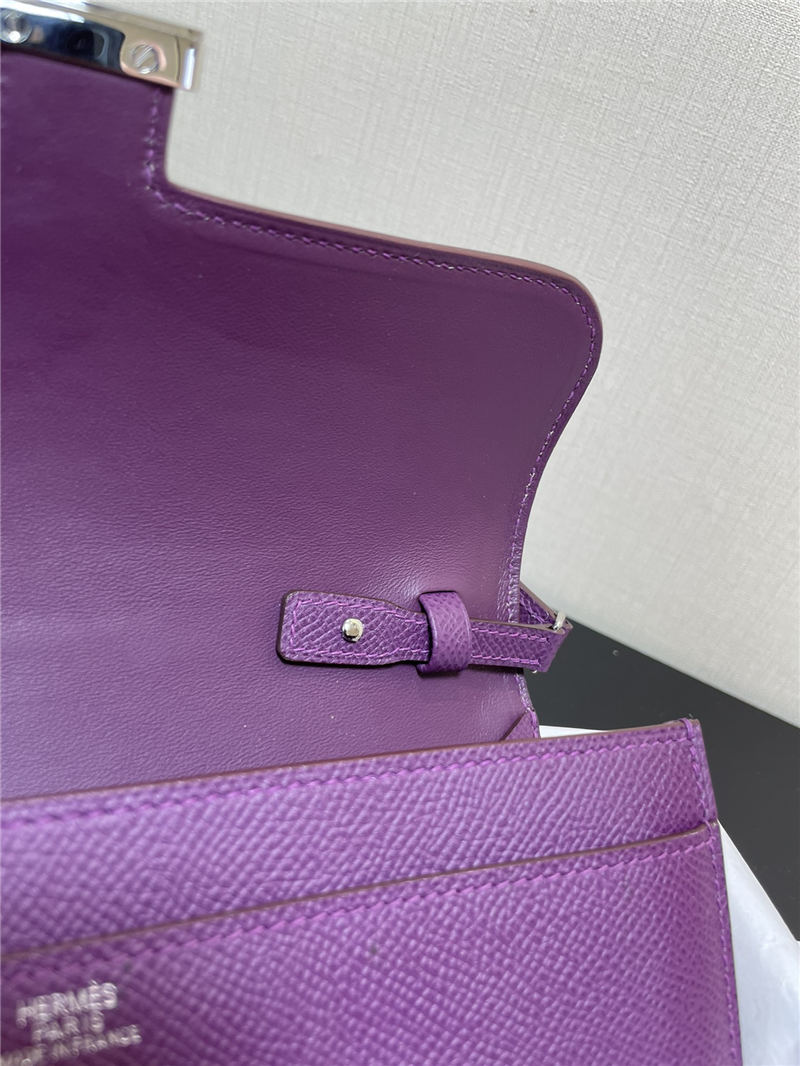 Hermes Constance To Go Long Wallet Epsom Leather Purple Silver-Metal WAX High