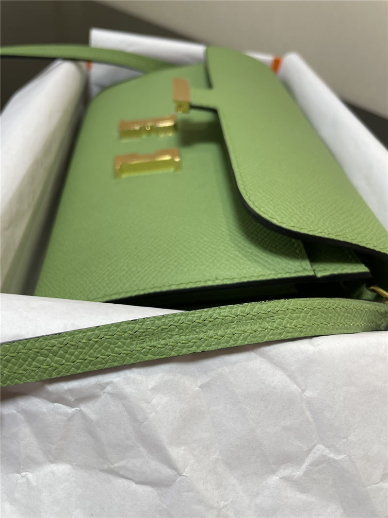 Hermes Constance To Go Long Wallet Epsom Leather Light Green Gold-Metal WAX High