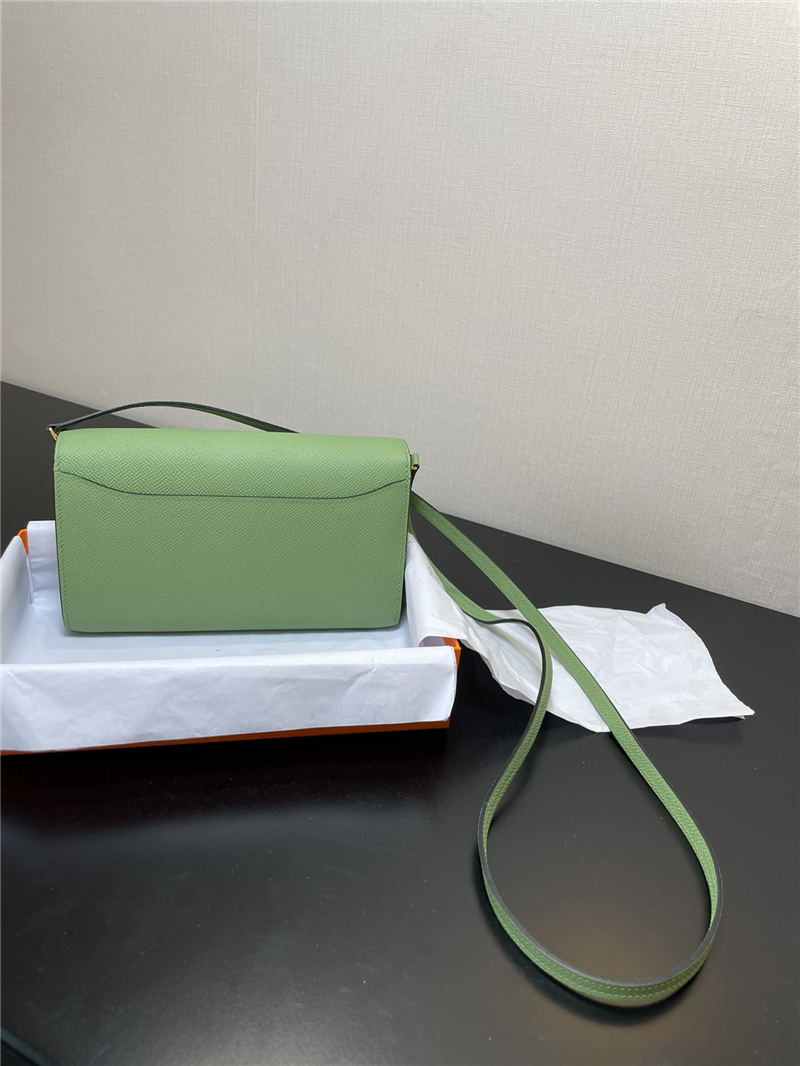 Hermes Constance To Go Long Wallet Epsom Leather Light Green Gold-Metal WAX High