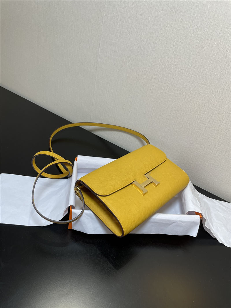 Hermes Constance To Go Long Wallet Epsom Leather Yellow Gold-Metal WAX High