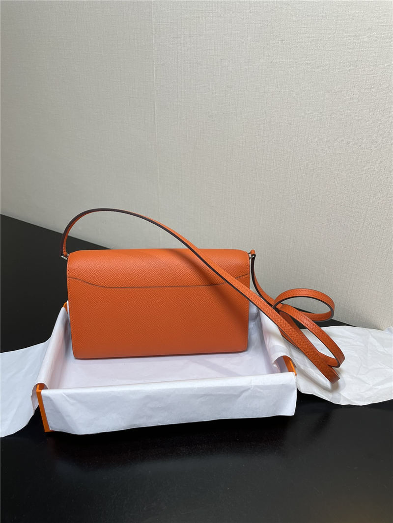 Hermes Constance To Go Long Wallet Epsom Leather Orange Silver-Metal WAX High