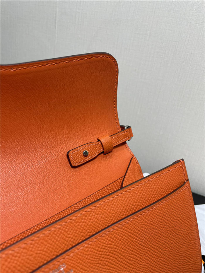 Hermes Constance To Go Long Wallet Epsom Leather Orange Silver-Metal WAX High