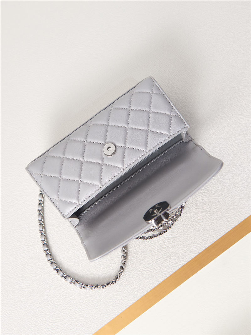 Chanel CLUTCH WITH CHAIN AP3238 Grained Shiny Calfskin Silver A