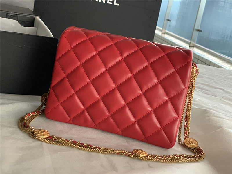 Chanel MINI FLAP BAG AS3378 Lambskin & Gold-Tone Metal Red High