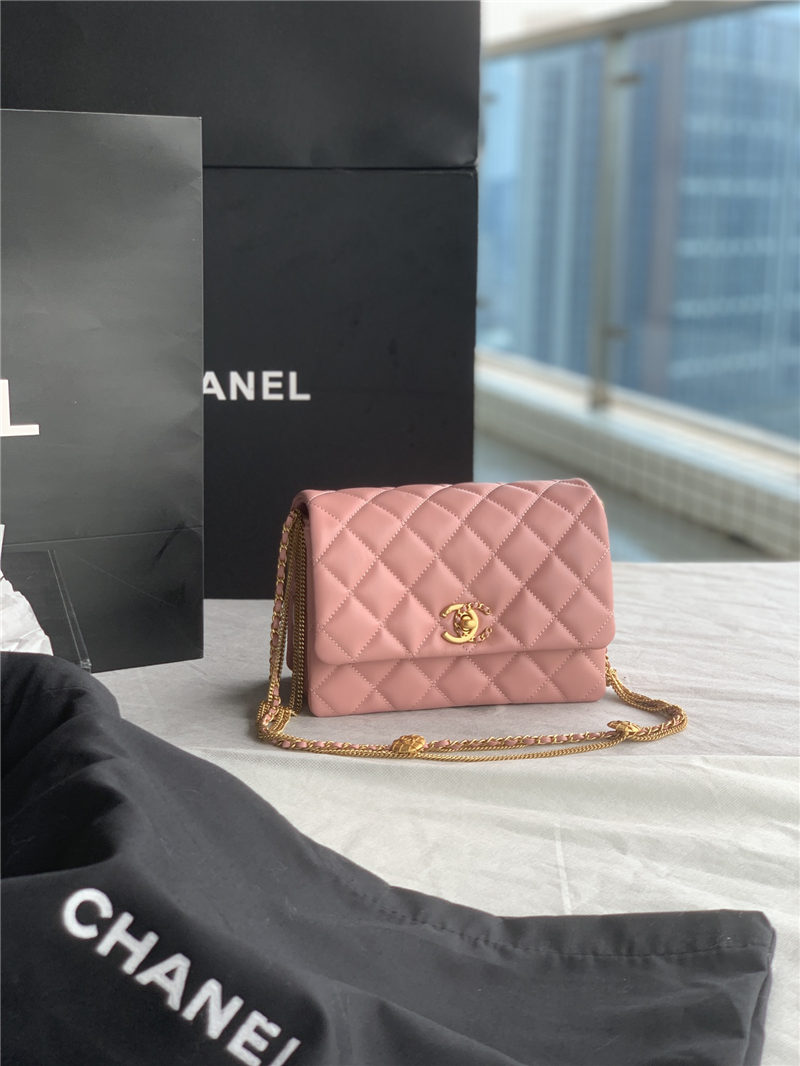 Chanel MINI FLAP BAG AS3378 Lambskin & Gold-Tone Metal Pink High