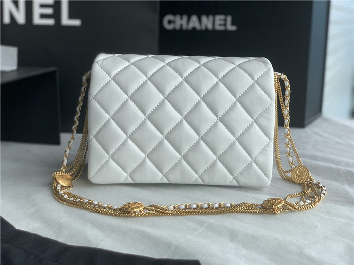 Chanel MINI FLAP BAG AS3378 Lambskin & Gold-Tone Metal White High