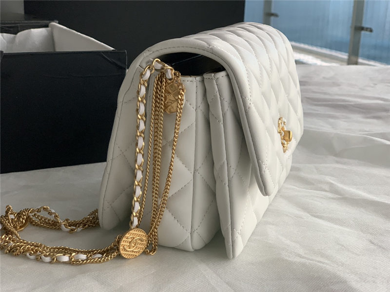 Chanel MINI FLAP BAG AS3378 Lambskin & Gold-Tone Metal White High