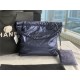 Chanel 22 MEDIUM HANDBAG Metallic Calfskin & Gold-Tone Metal AS3261 Navy High