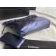 Chanel 22 MEDIUM HANDBAG Metallic Calfskin & Gold-Tone Metal AS3261 Navy High