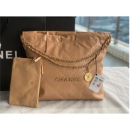 Chanel 22 MEDIUM HANDBAG Shiny Calfskin & Gold-Tone Metal AS3261 Camel High