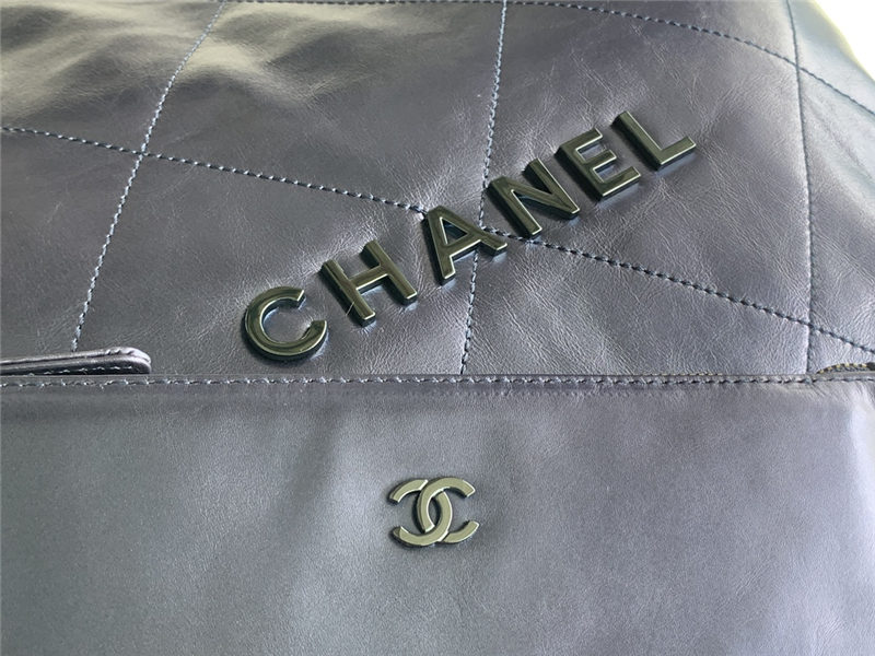 Chanel 22 SMALL HANDBAG Metallic Calfskin & Gold-Tone Metal AS3260 Navy High