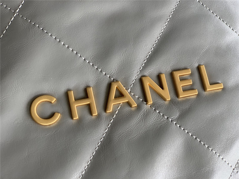 Chanel 22 SMALL HANDBAG Shiny Calfskin & Gold-Tone Metal AS3260 Grey High