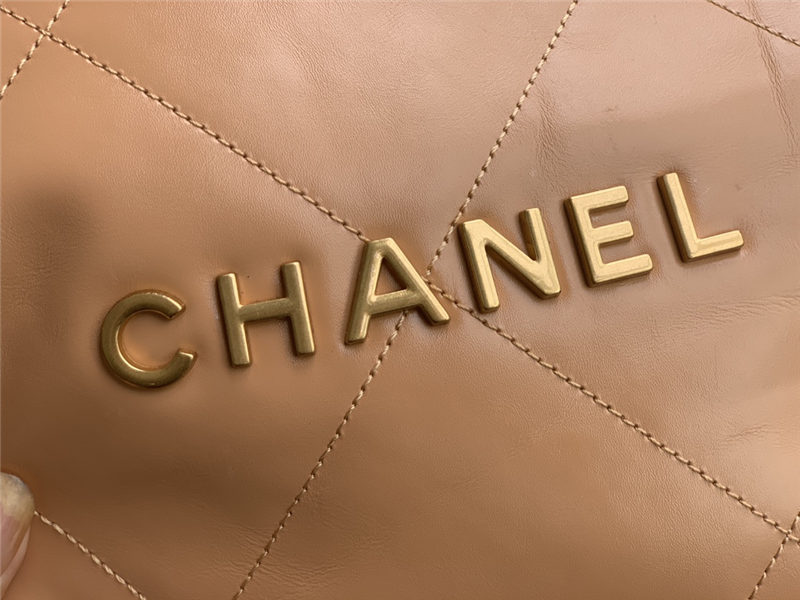 Chanel 22 SMALL HANDBAG Shiny Calfskin & Gold-Tone Metal AS3260 Camel High