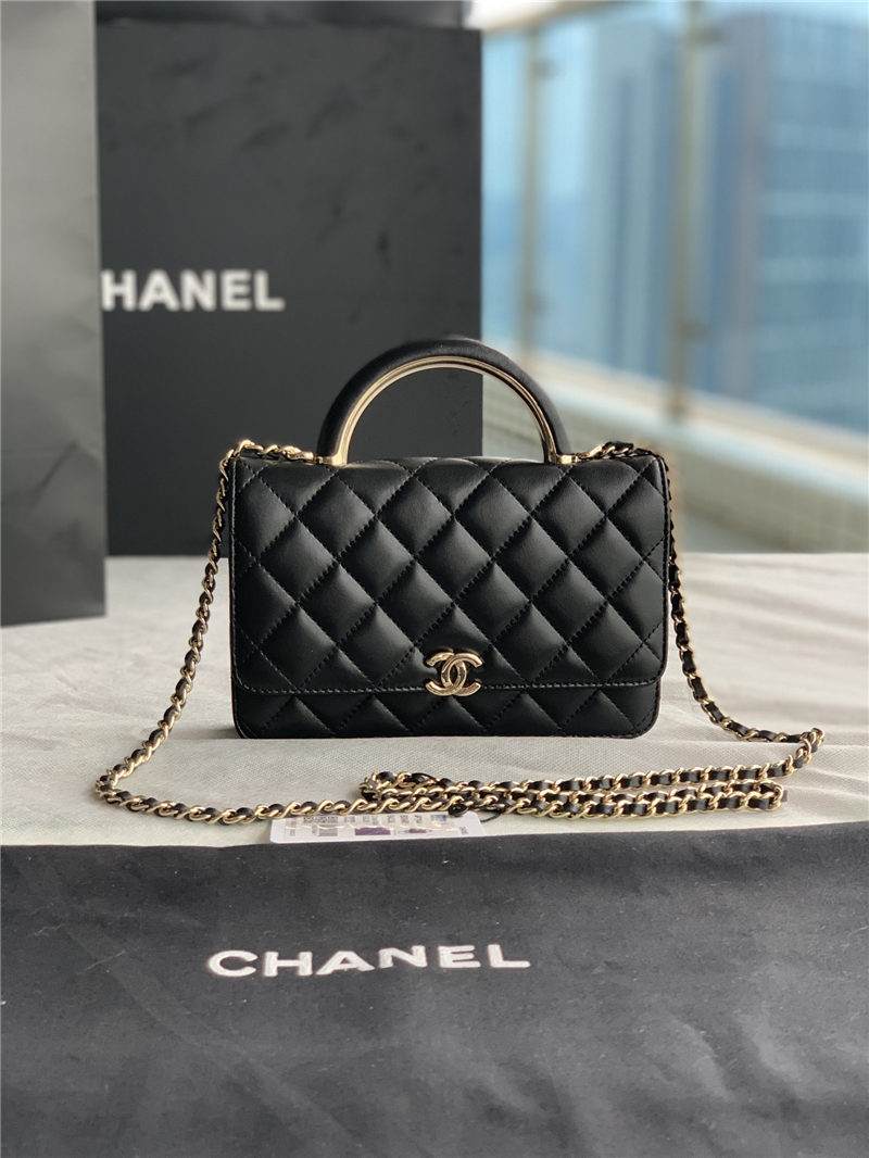 Chanel Wallet on Chain With Handle AP2844 Lambskin & Gold-Tone Metal Black High