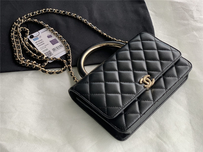 Chanel Wallet on Chain With Handle AP2844 Lambskin & Gold-Tone Metal Black High