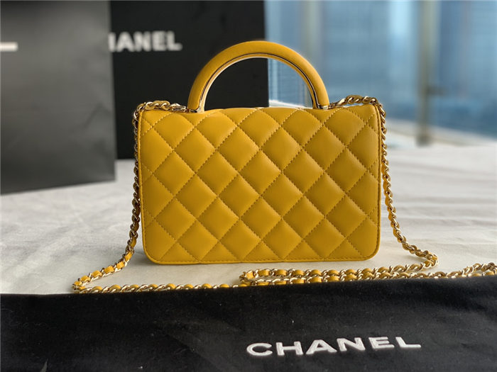 Chanel Wallet on Chain With Handle AP2844 Lambskin & Gold-Tone Metal Yellow High