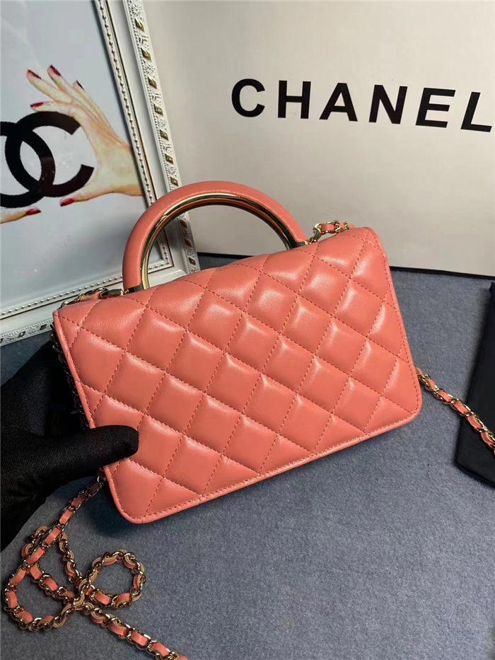 Chanel Wallet on Chain With Handle AP2844 Lambskin & Gold-Tone Metal Coral High