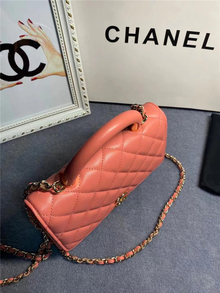 Chanel Wallet on Chain With Handle AP2844 Lambskin & Gold-Tone Metal Coral High