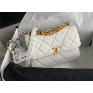 SMALL FLAP BAG Lambskin, Strass & Gold-Tone Metal AS3240 White High