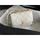 MINI FLAP BAG Lambskin, Strass & Gold-Tone Metal AS3239 White High