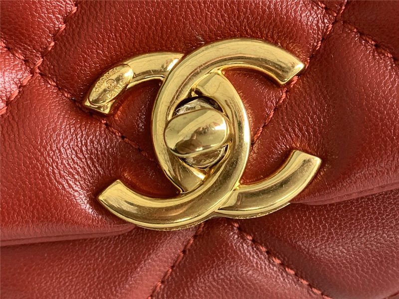 Small Flap Bag AS3367 Lambskin & Gold-Tone Metal Red High