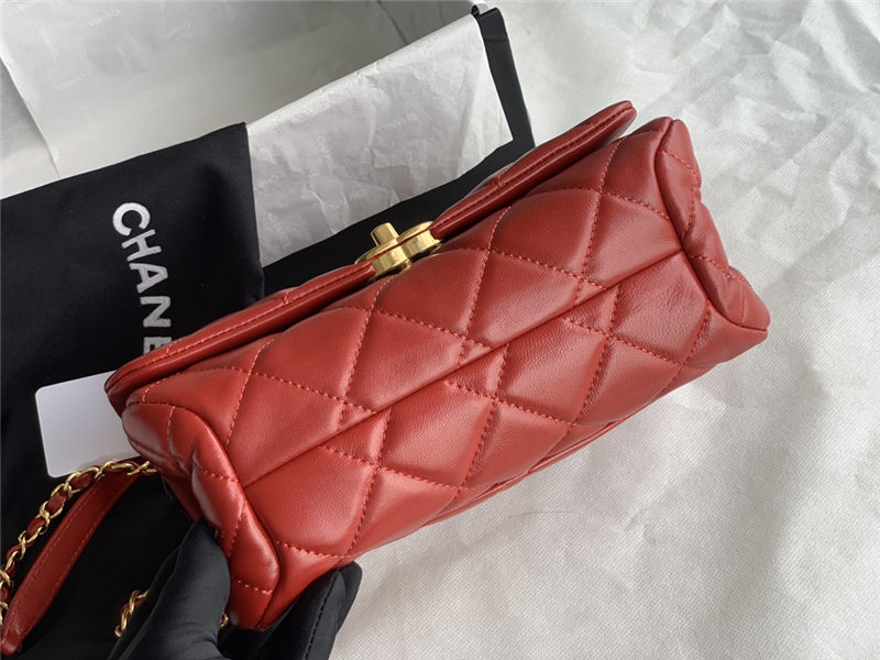 Small Flap Bag AS3367 Lambskin & Gold-Tone Metal Red High