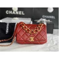 Mini Flap Bag AS3366 Lambskin & Gold-Tone Metal Red High