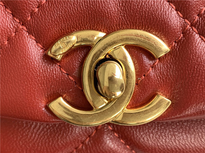 Mini Flap Bag AS3366 Lambskin & Gold-Tone Metal Red High