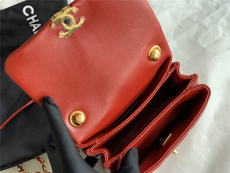 Supermini Flap Bag AS3365 Lambskin & Gold-Tone Metal Red High