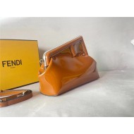 Fendi First Midi Bag Patent leather Brown High