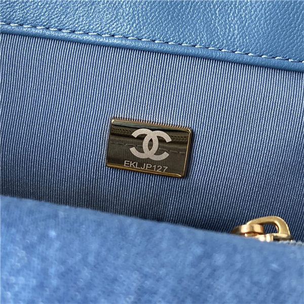 Large Chanel 19 Flap Bag Denim Silver Metal High