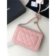 Classic Wallet on Chain A33814 Grained Calfskin Gold/Silver Metal Pink A