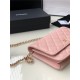 Classic Wallet on Chain A33814 Grained Calfskin Gold/Silver Metal Pink A