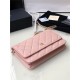 Classic Wallet on Chain A33814 Grained Calfskin Gold/Silver Metal Pink A